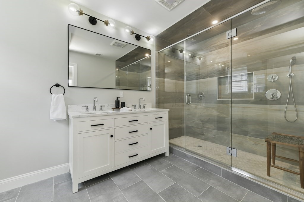 25 Locust Street, Unit 2 Winthrop, MA 02152 - Photo 13 of 29 a bathroom with a shower sink and mirror