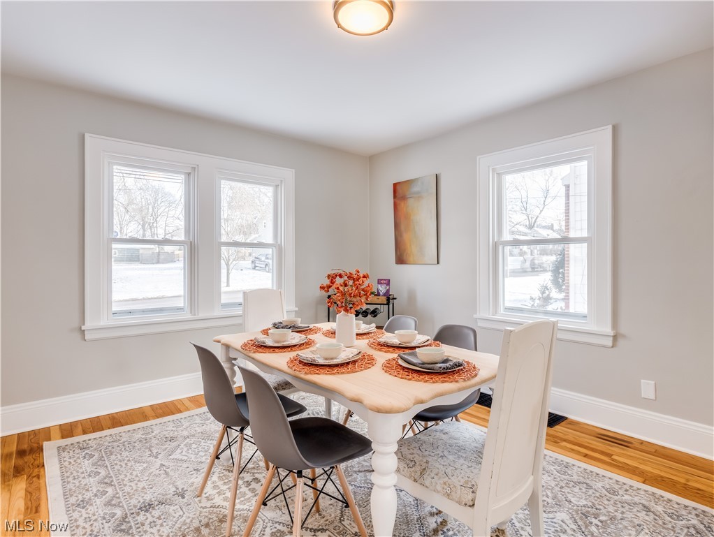 672 Brittain Road Akron, OH 44305 - Photo 11 of 24 Dining area featuring light hardwood / wood-style floors