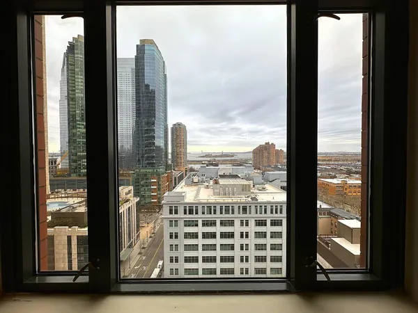 a view of a building from a window