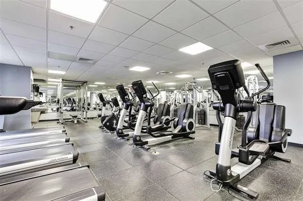 a view of a room with gym equipment