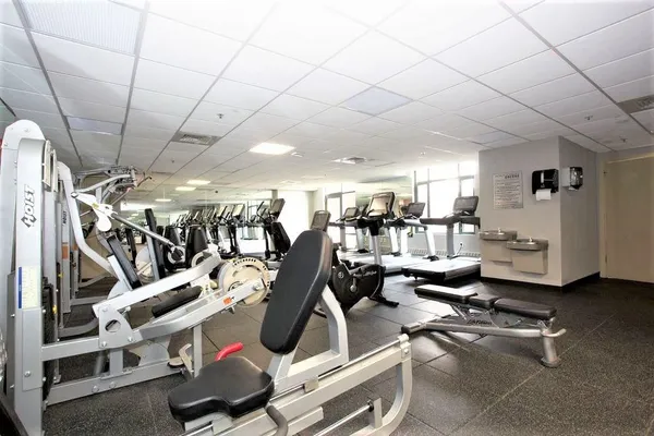 a view of a room with gym equipment
