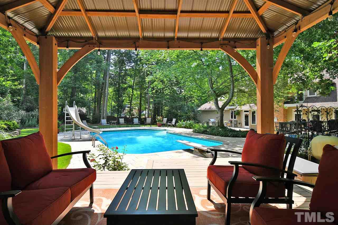 5220 Lenoraway Drive Raleigh, NC 27613 - Photo 28 of 30 Custom Gazebo added 2019. View out onto salt water pool.