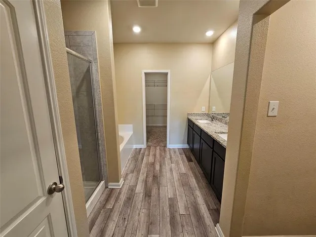 a bathroom with a bathtub