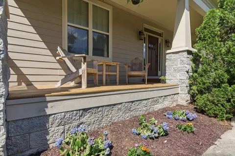 a house with a flower garden