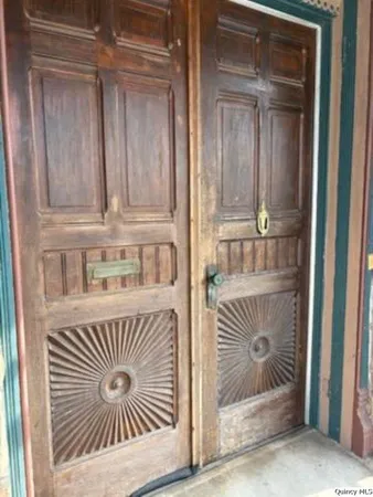 a view of wooden door