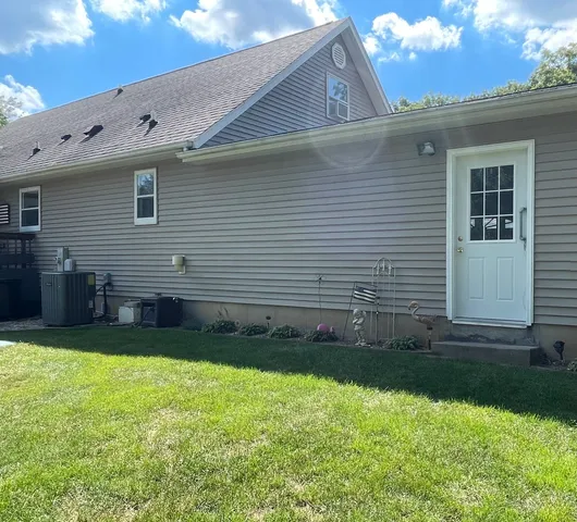 a view of a deck with a trees