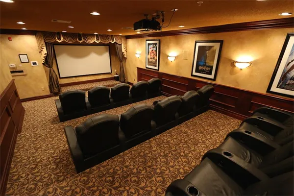 a building with potted plants in front of it