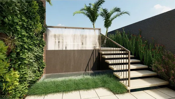 a view of a backyard with plants