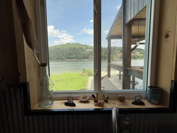 a view of a lake with outdoor space