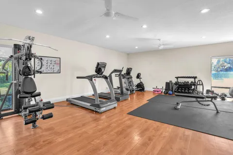 a view of a room with gym equipment