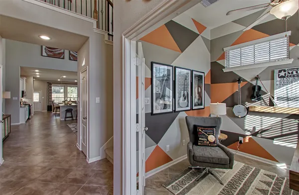 a living room with furniture