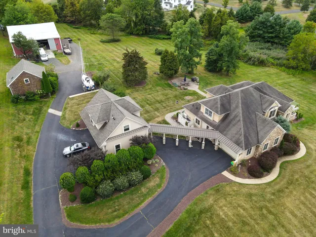 an aerial view of a house