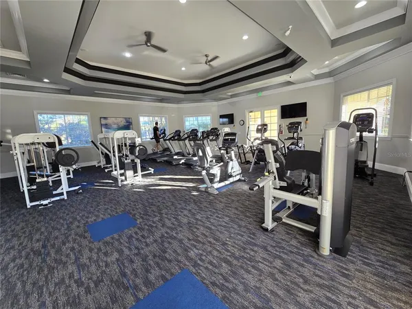a view of a room with gym equipment