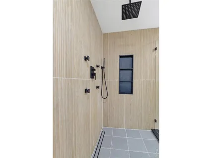 a bathroom with a shower