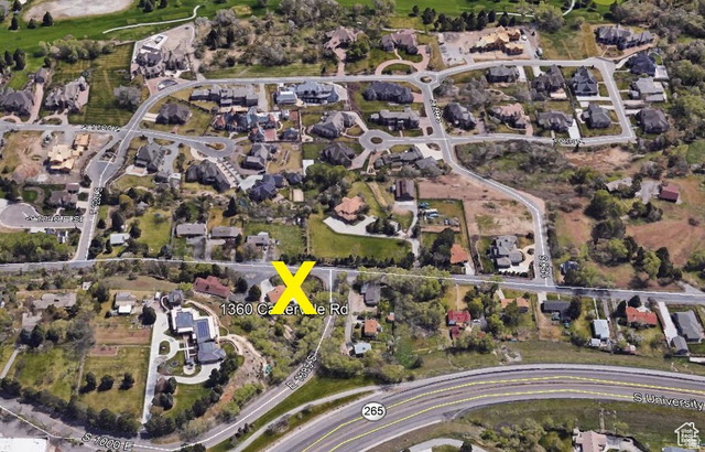 1360 Carterville Road Orem, UT 84097 - Photo 46 of 64 Aerial Map View. Displaying the property location at 1360 Cascade Rd marked with an X, within a residential area