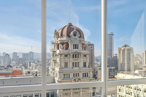 a view of a city with tall buildings