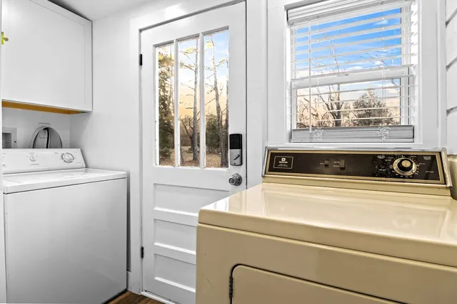 a view of a lake from a yard