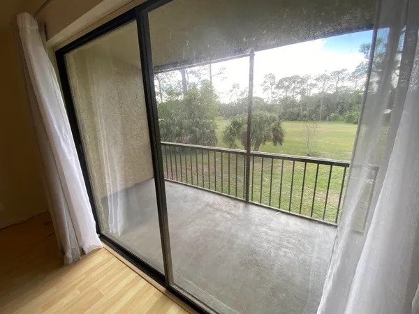 a view of a glass door