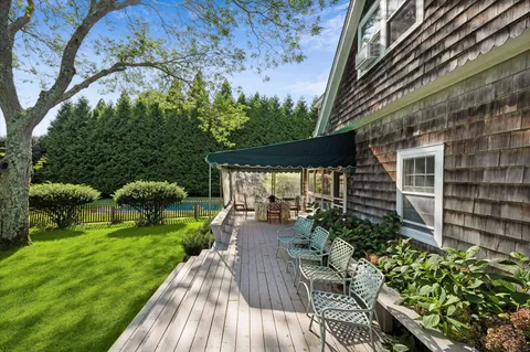 a view of yard from a patio