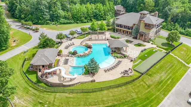 a view of a swimming pool with an outdoor space