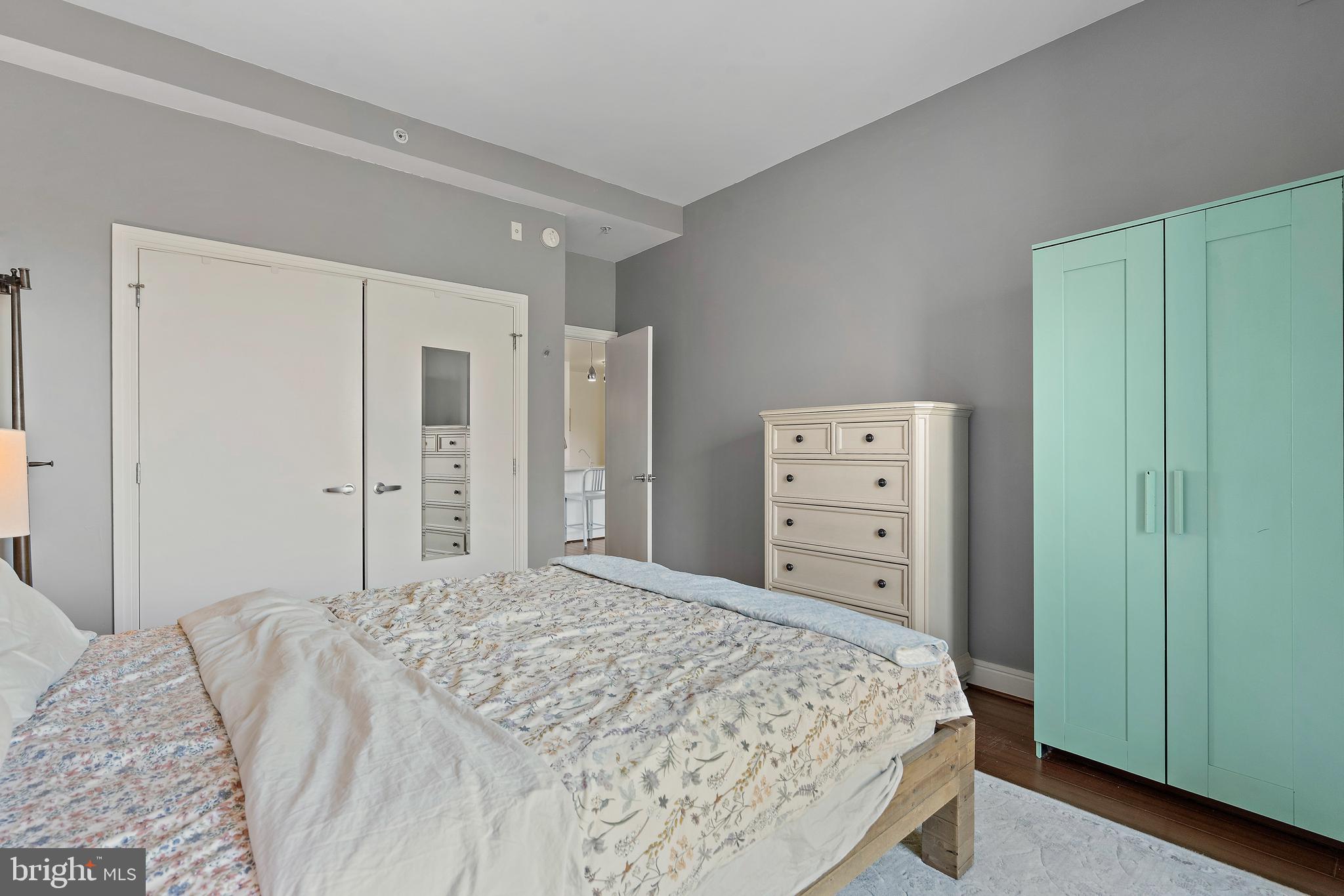 800 4th Street Southwest, Unit N801 Washington, DC 20024 - Photo 12 of 31 a bedroom with a bed and a cabinets