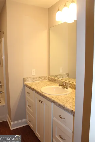 a bathroom with a bathtub