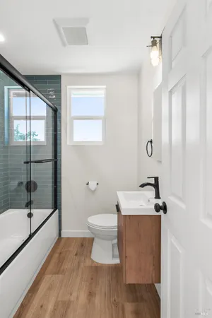 a bathroom with a bathtub