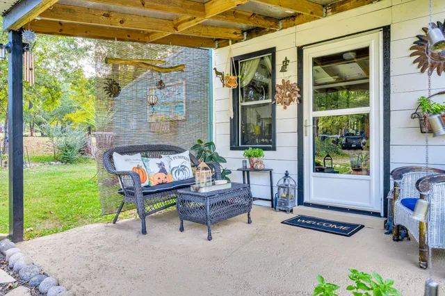a outdoor living space with furniture and garden