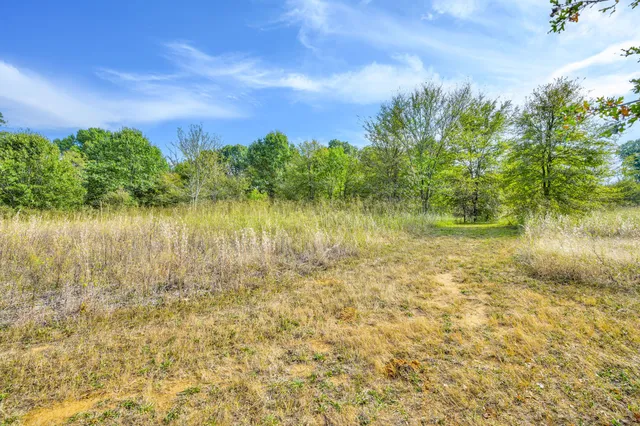 a view of a lake with a yard