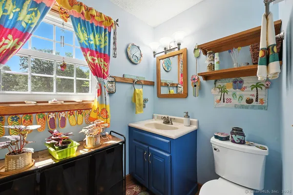 a bathroom with a sink a mirror and a toilet