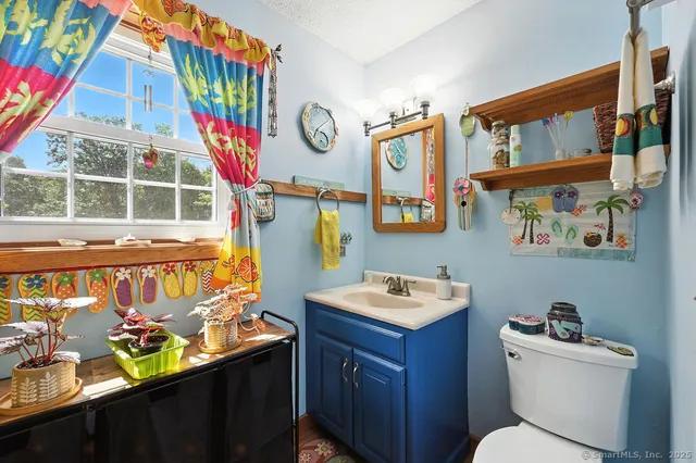 a bathroom with a sink a mirror and a toilet
