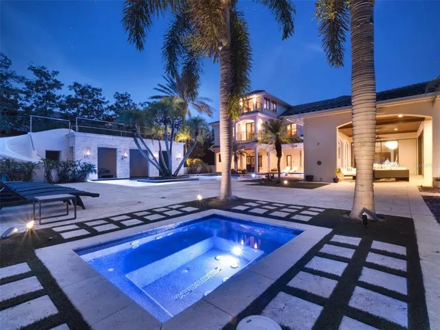 a view of a staircase and trees