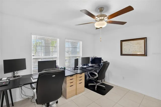 a workspace with furniture