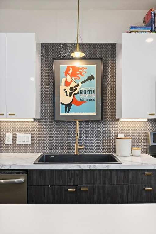 a kitchen view of a kitchen counter top space