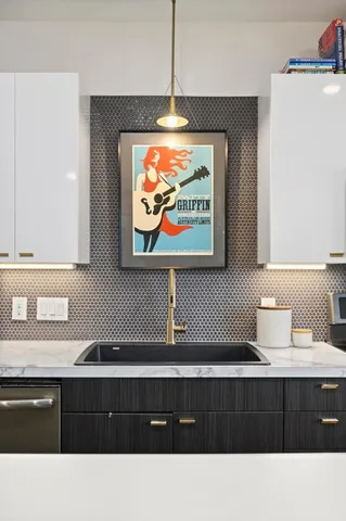 a kitchen view of a kitchen counter top space
