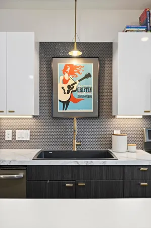 a kitchen view of a kitchen counter top space