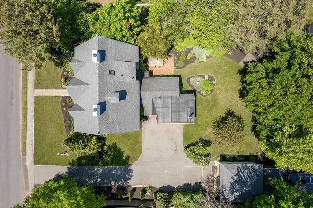 an aerial view of a house