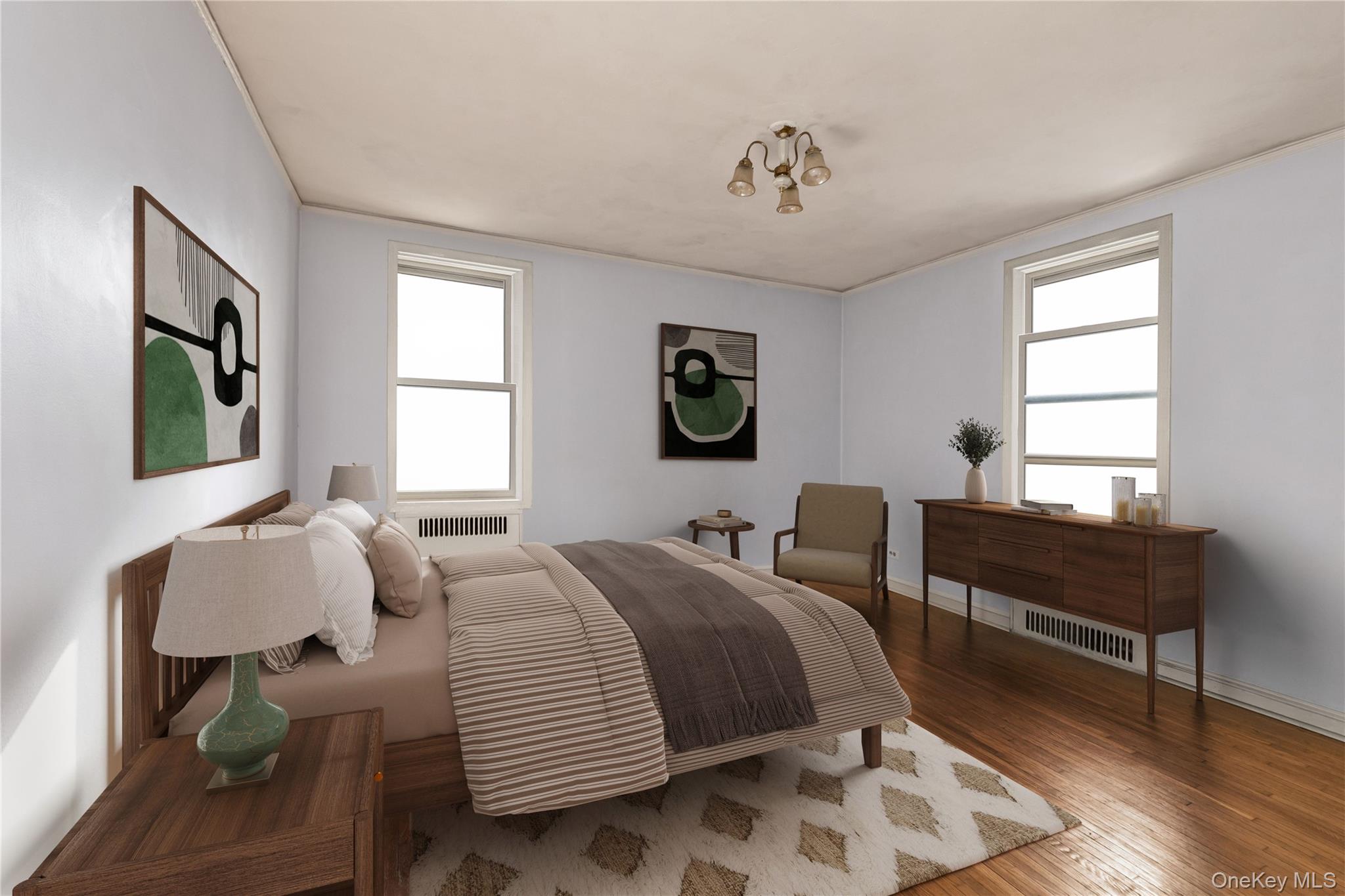 76-12 35th Avenue, Unit 1B Queens, NY 11372 - Photo 17 of 22 Bedroom featuring wood-type flooring and radiator