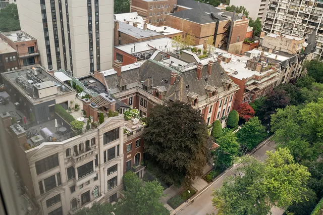 an aerial view of a building