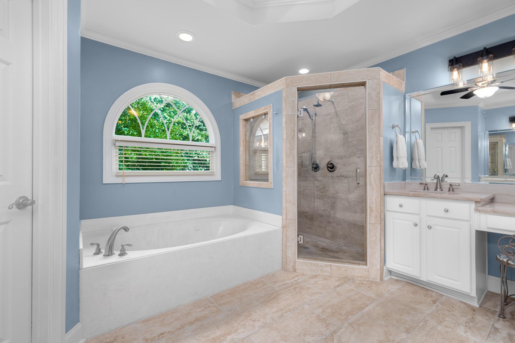 1893 Hartwell Manor West Collierville, TN 38017 - Photo 21 of 40 a spacious bathroom with a granite countertop tub shower and a sink