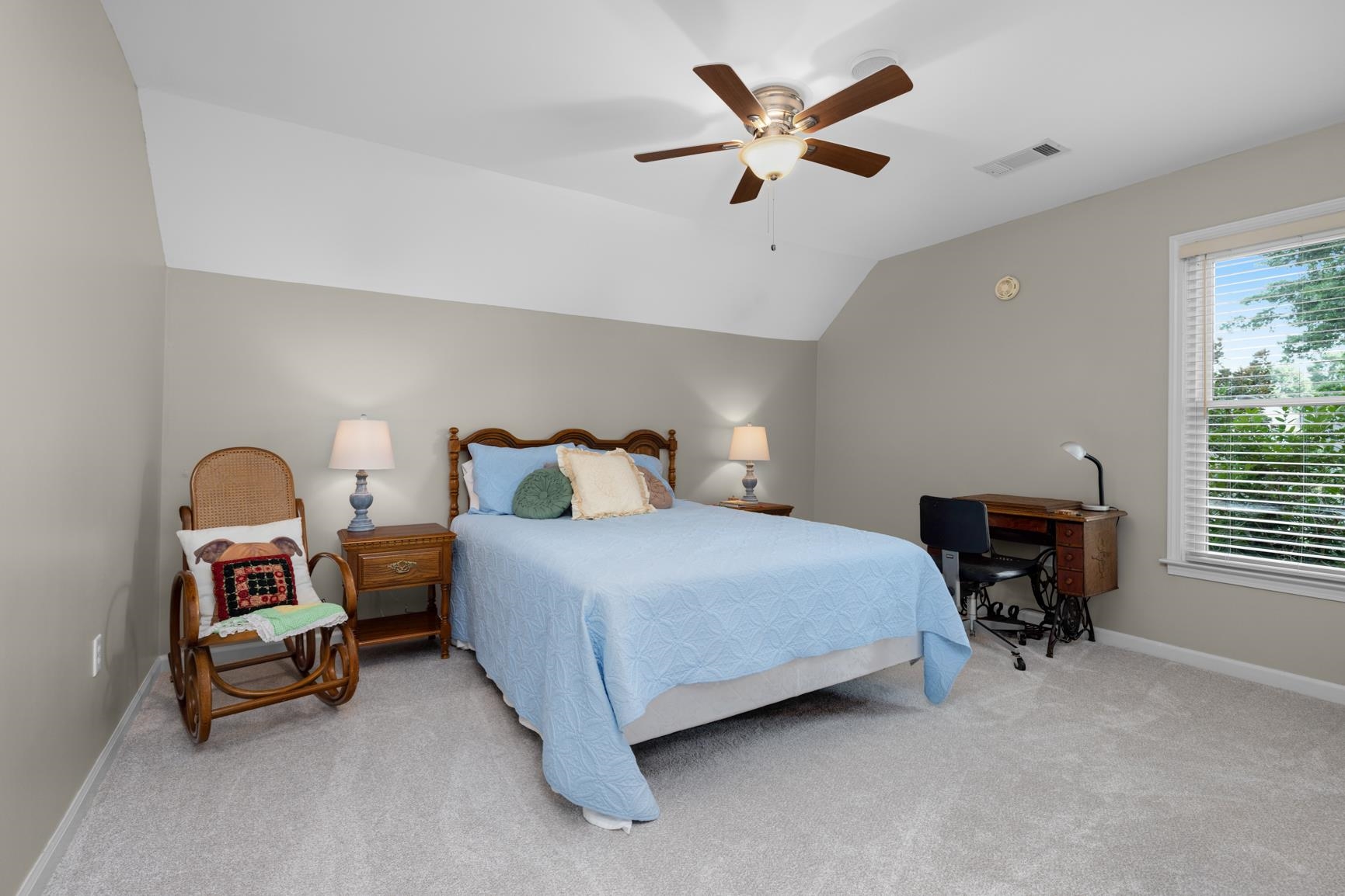 1893 Hartwell Manor West Collierville, TN 38017 - Photo 27 of 40 Bedroom with lofted ceiling, a ceiling fan, and light carpet