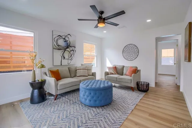 a living room with furniture