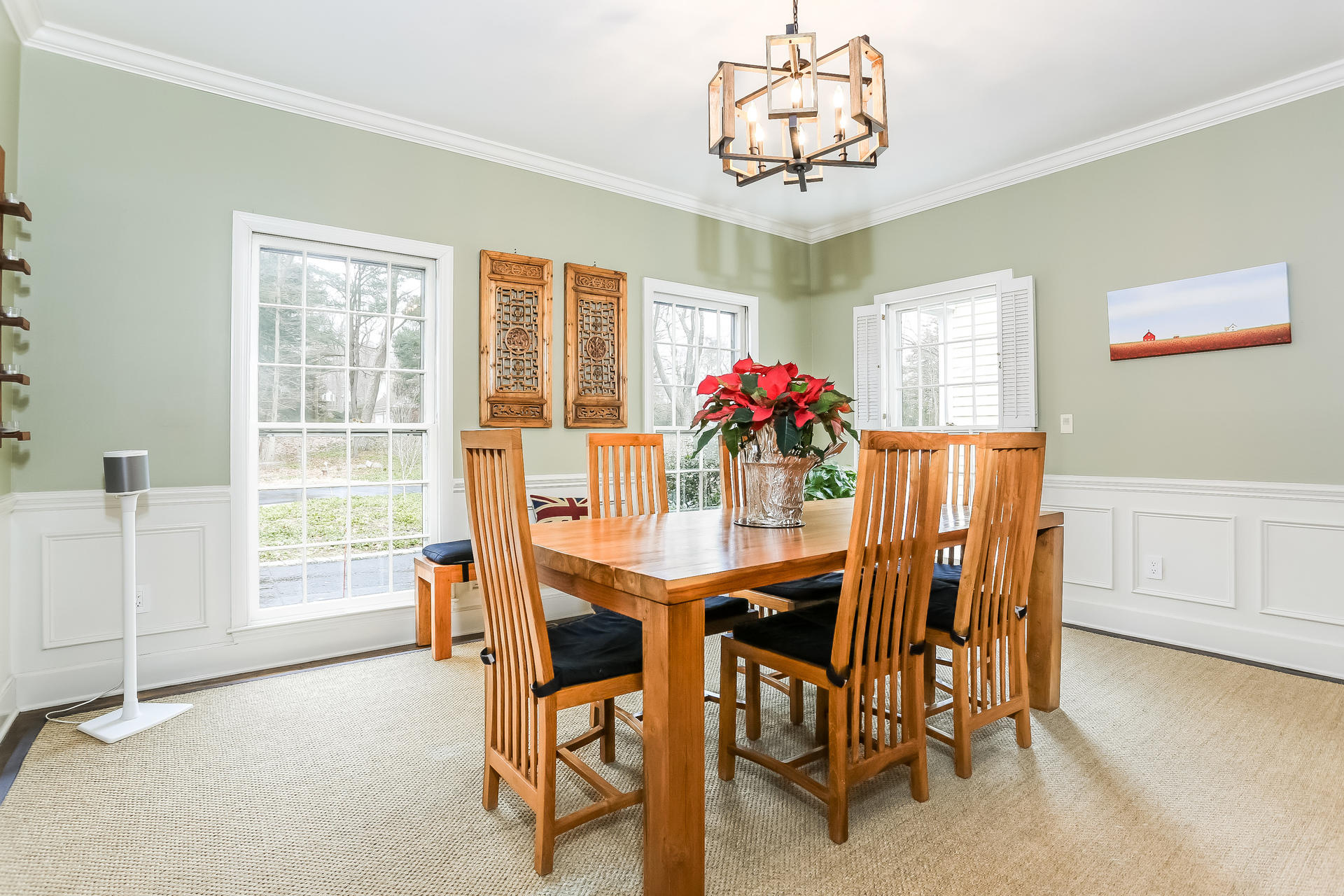 42 Valley Road New Canaan, CT 06840 - Photo 17 of 30 a view of a dining room with furniture and chandelier