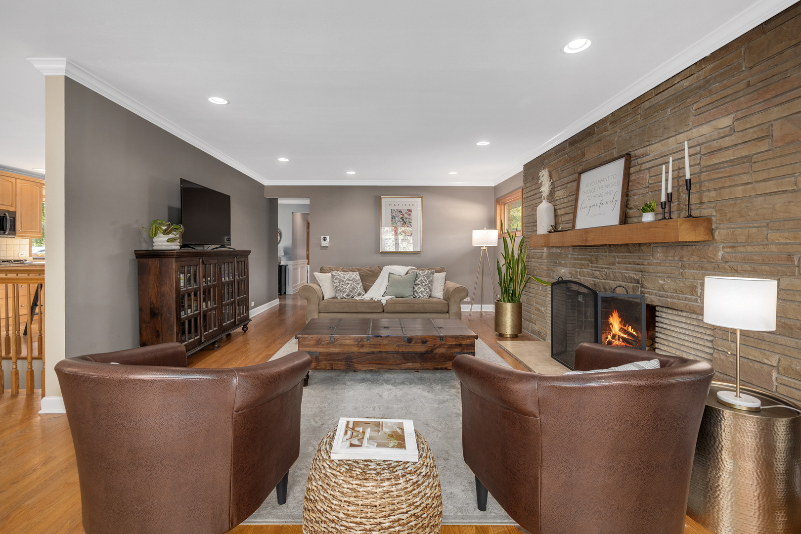 5305 Howard Avenue Western Springs, IL 60558 - Photo 5 of 35 a living room with furniture and a fireplace