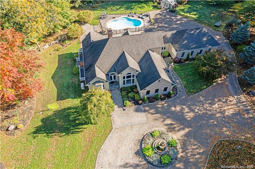 an aerial view of a house