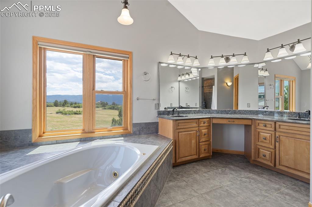 1680 Elk View Road Larkspur, CO 80118 - Photo 23 of 50 a large bathroom with a large tub and sink