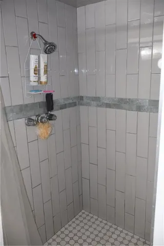 a bathroom with a shower