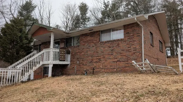 a front view of a house with glass door