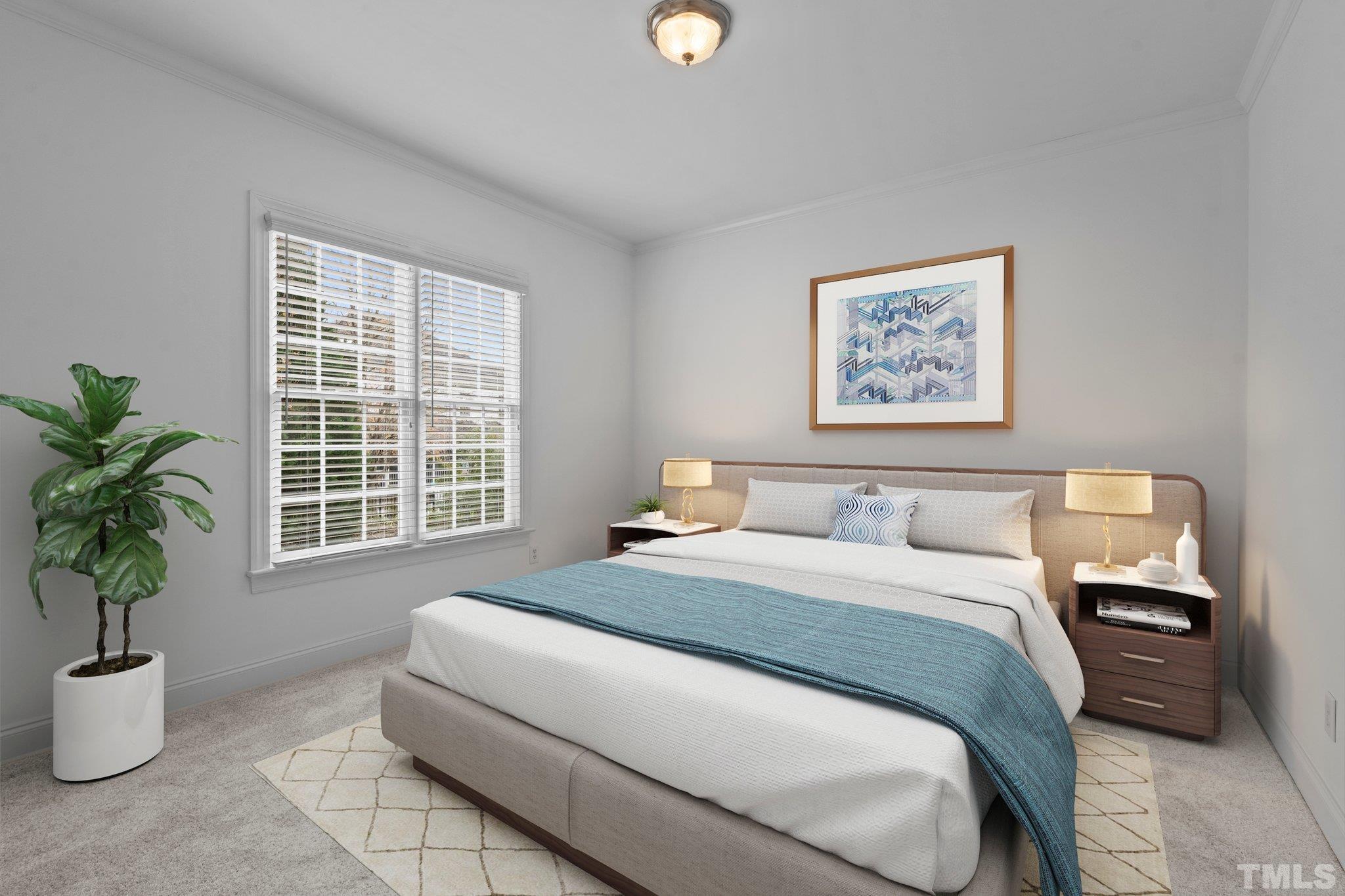 4800 Patton Ridge Court Raleigh, NC 27612 - Photo 7 of 61 a spacious bedroom with a bed and a potted plant