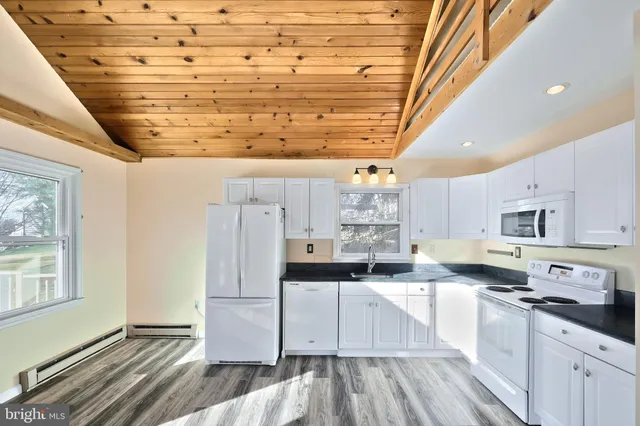 a view of a lake with mountains in the background